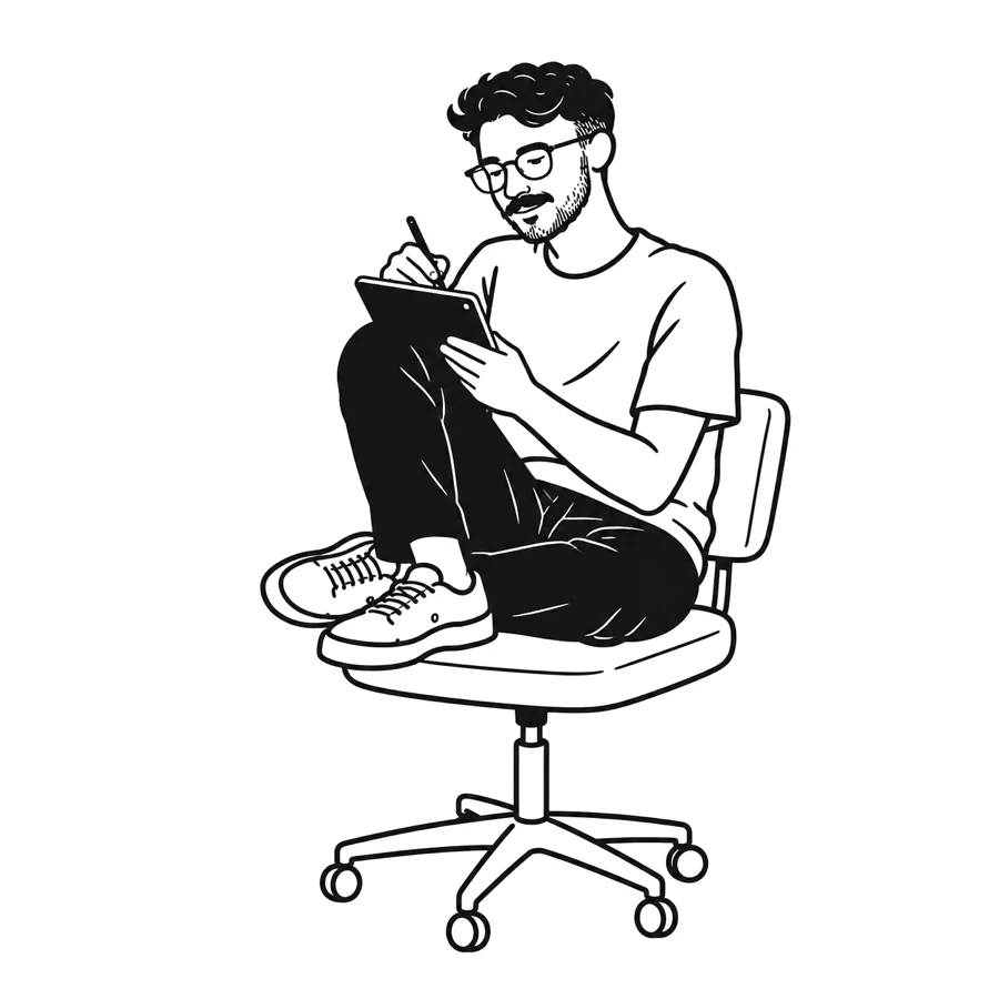 Doron drawing on a tablet