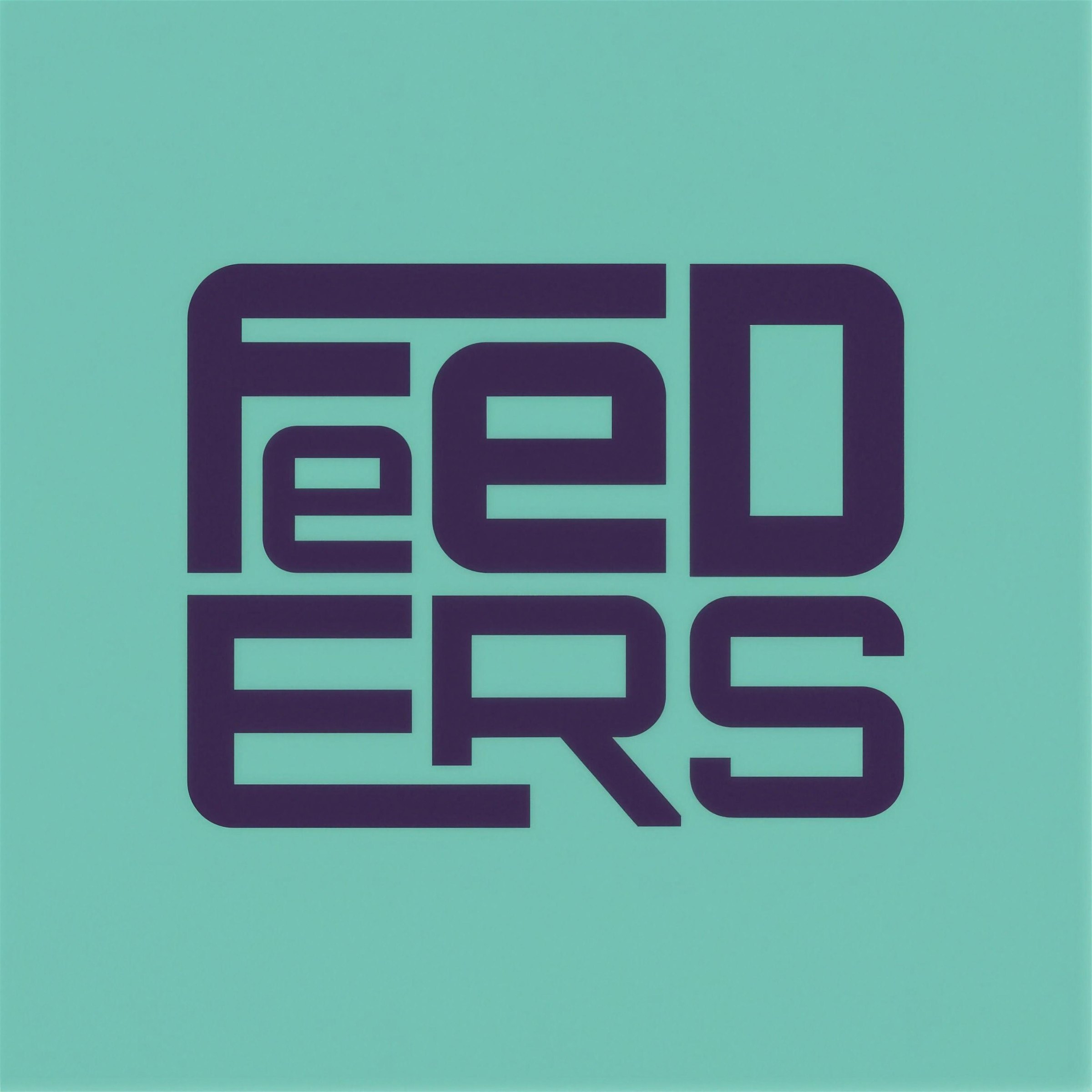 FEEDERS logo in purple on mint