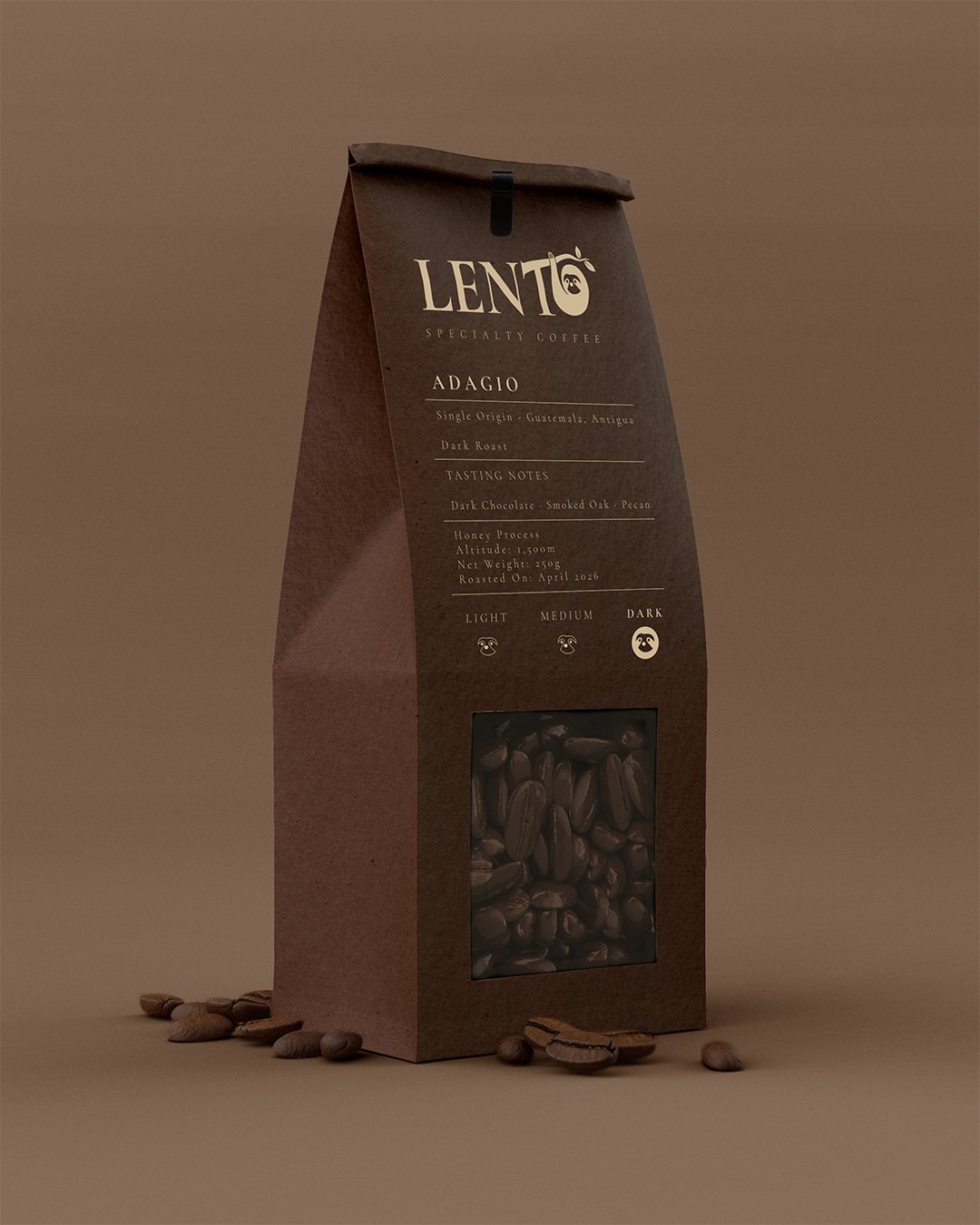 Brown LENTO Adagio coffee bag