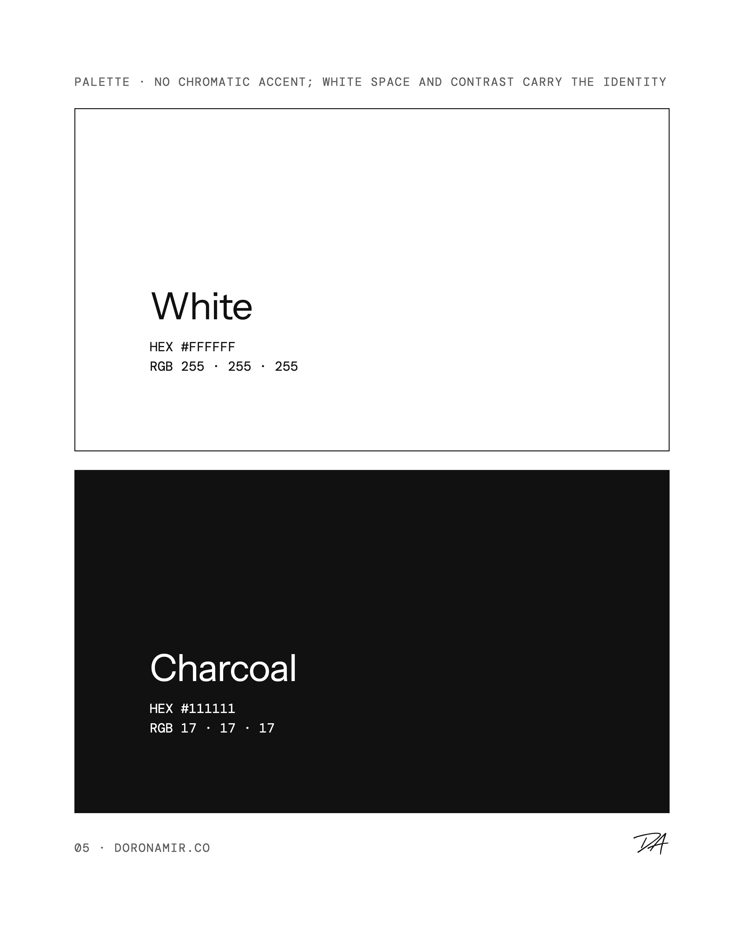Studio palette: white and charcoal