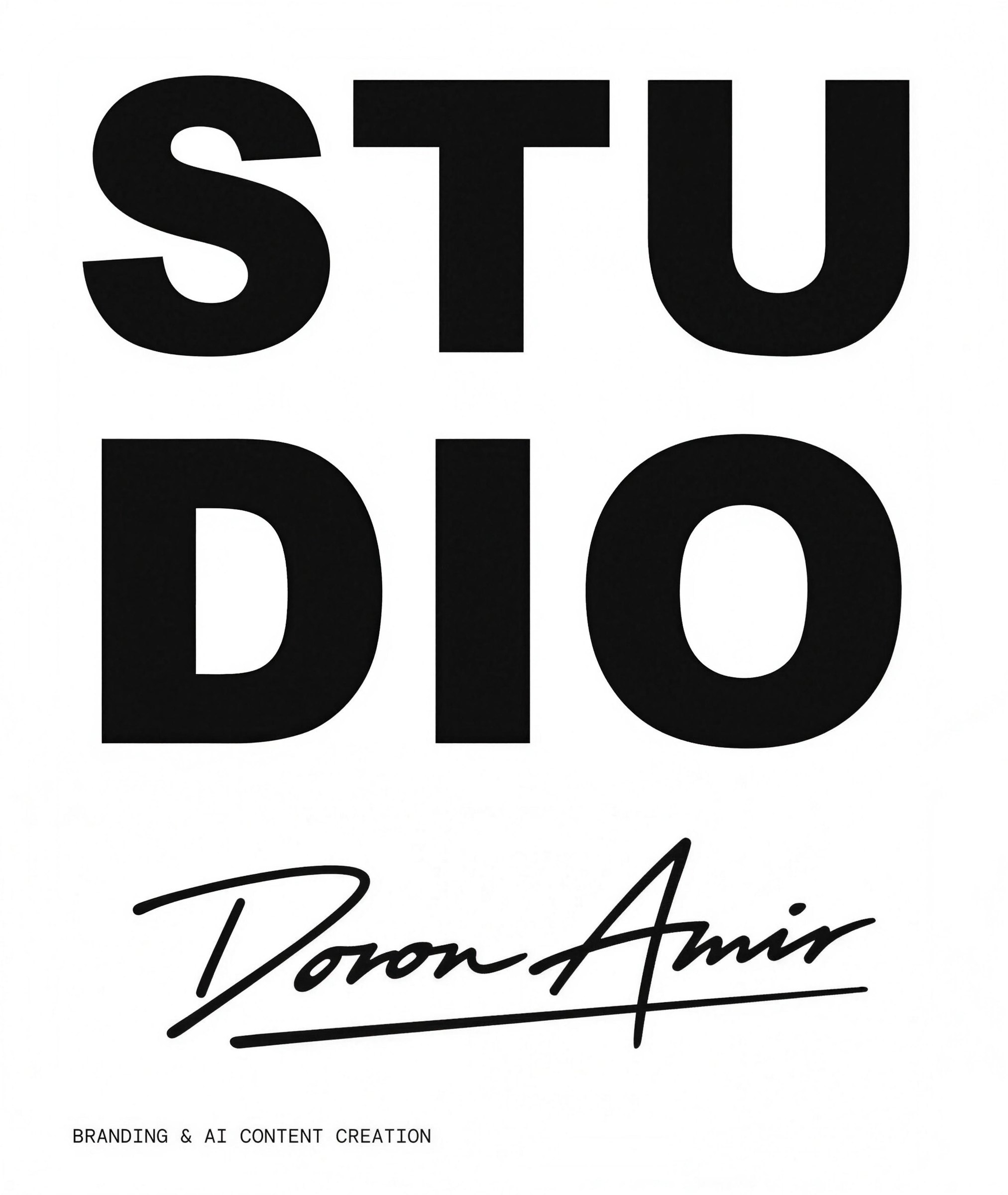 STUDIO poster with the Doron Amir signature and the line Branding and AI content creation