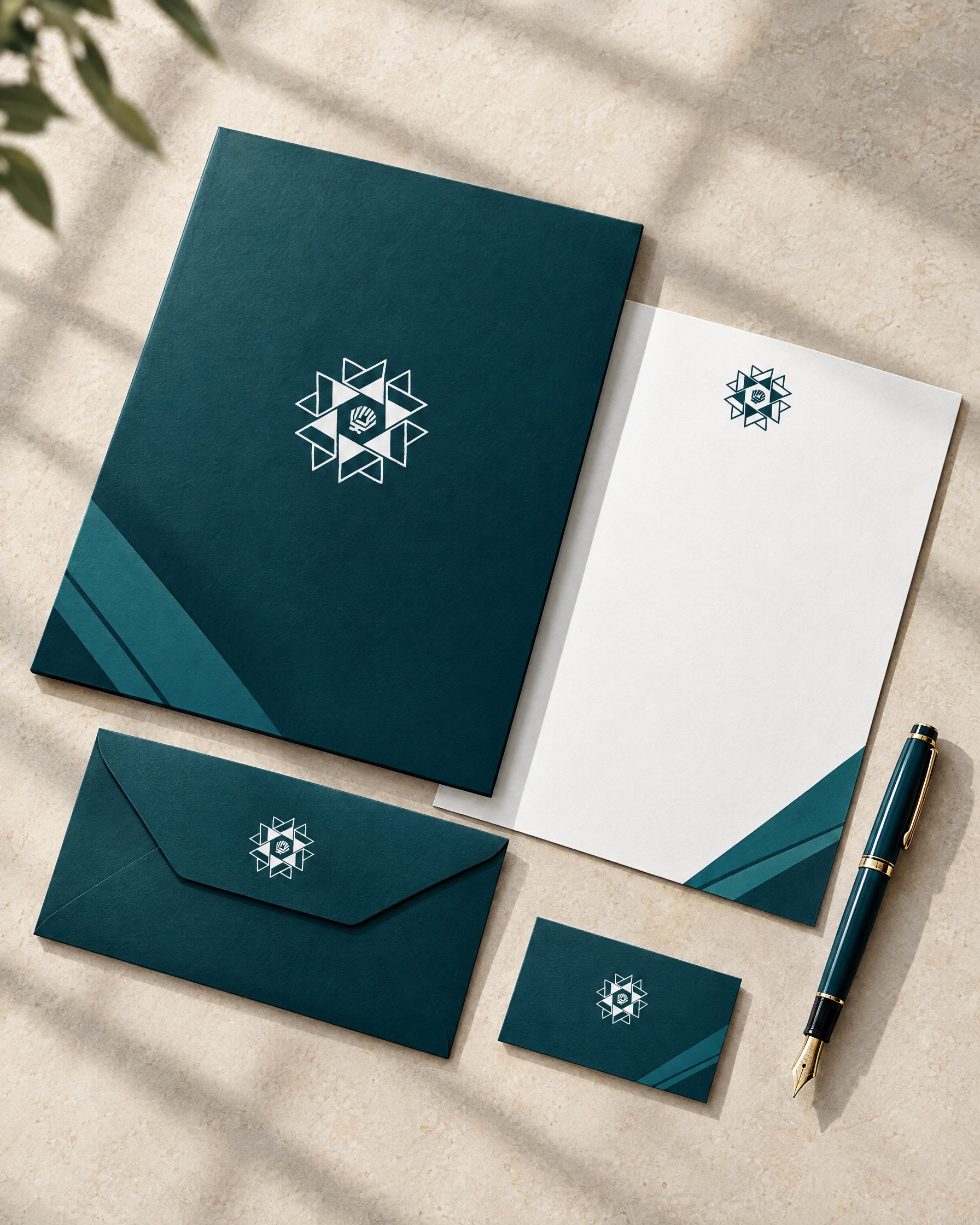 World Zionist Organization stationery: folder, letterhead, envelope, card and pen